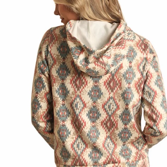 Rock & Roll Cowgirl Aztec Print Pullover Hoodie - Picture 4 of 9